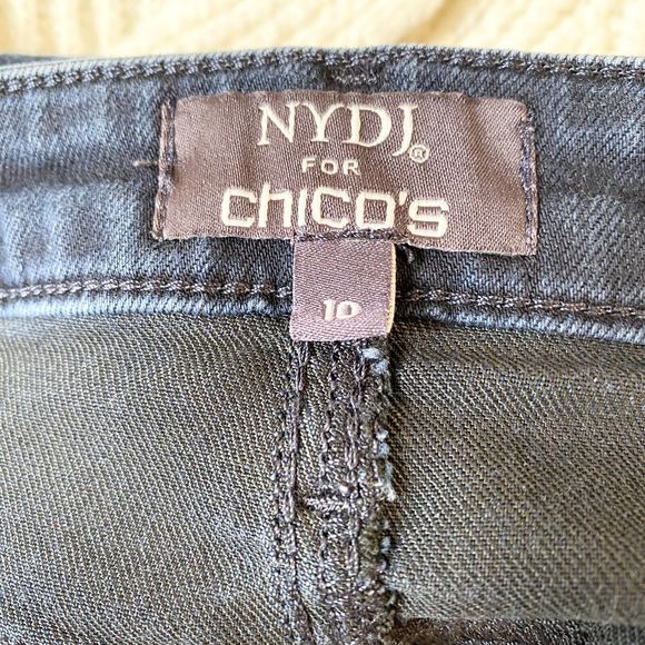 NYDJ Chicos Color Blue Denim Skinny Lick Tuck Jeans Stretch 10 - Picture 9 of 10